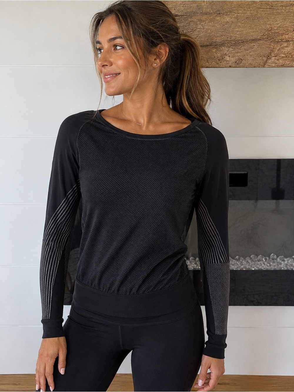 Nike Dri-FIT Knit Epic Crew Long Sleeve Training Top Black Size M